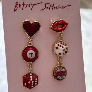 Betsey Johnson Mismatch Charm Earrings NWT